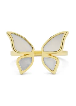 Diamond Point Geelgouden Ringen|Parel Bruidssieraden<Geelgouden ring Butterfly Kisses
