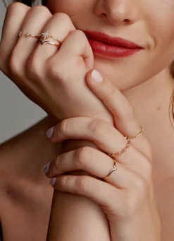 Diamond Point Geelgouden Ringen|Fijne Ringen<Geelgouden ring Cosmic