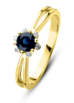 Diamond Point Geelgouden Ringen|Ringen Met Kleurstenen<Geelgouden ring, 0.50 ct blauwe saffier, Empress