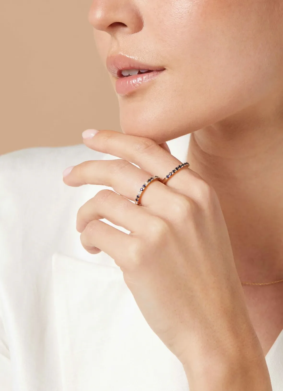 Diamond Point Geelgouden Ringen|Ringen Met Kleurstenen<Geelgouden ring, 0.22 ct blauwe saffier, Ensemble