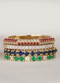 Diamond Point Geelgouden Ringen|Ringen Met Kleurstenen<Geelgouden ring, 0.37 ct blauwe saffier, Ensemble