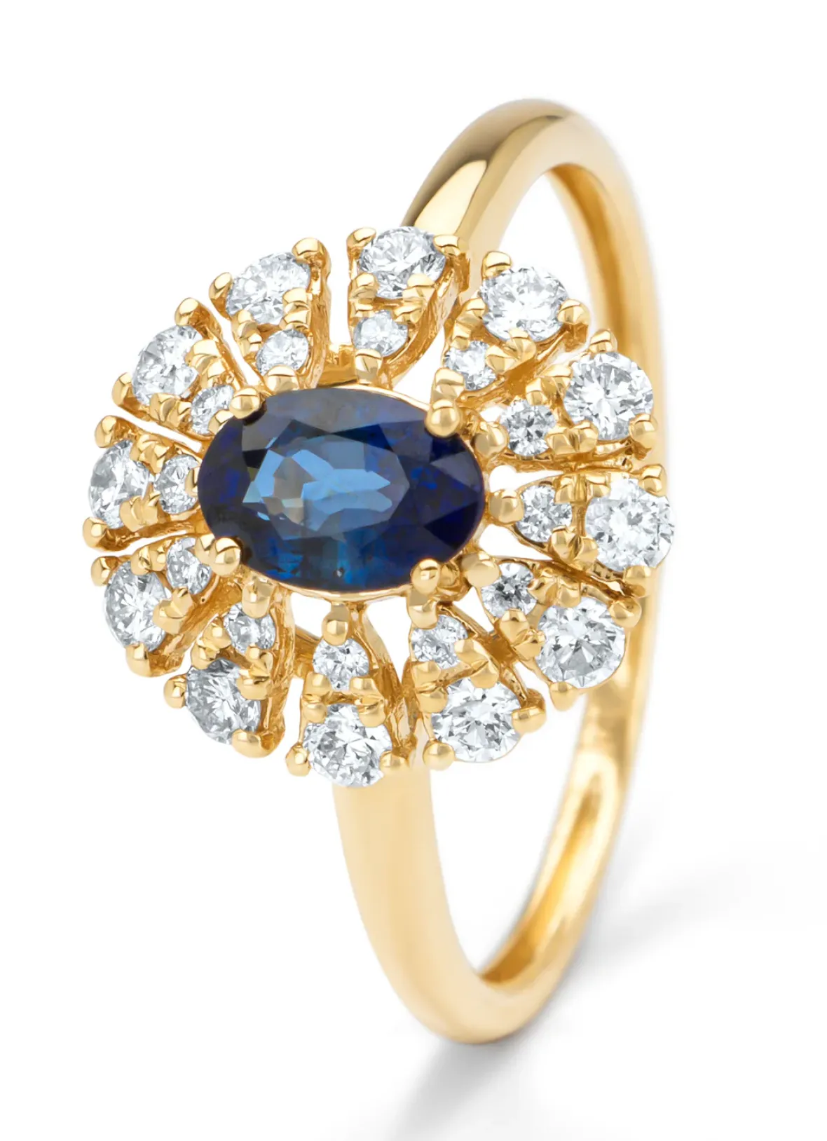 Diamond Point Geelgouden Ringen|Ringen Met Kleurstenen<Geelgouden ring, 0.64 ct blauwe saffier, Majestic