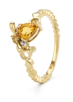 Diamond Point Geelgouden Ringen|Ringen Met Kleurstenen<Geelgouden ring, 0.44 ct citrien, Queen Bee