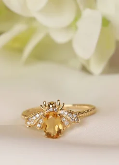 Diamond Point Geelgouden Ringen|Ringen Met Kleurstenen<Geelgouden ring, 0.70 ct citrien, Queen Bee