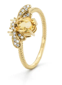 Diamond Point Geelgouden Ringen|Ringen Met Kleurstenen<Geelgouden ring, 0.70 ct citrien, Queen Bee