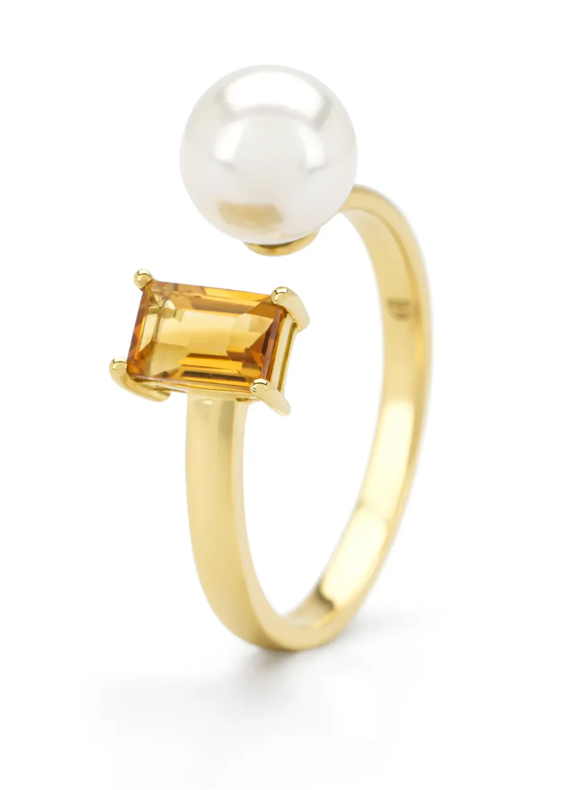 Diamond Point Geelgouden Ringen|Ringen Met Parels<Geelgouden ring, 0.57 ct citrien, Rivièra