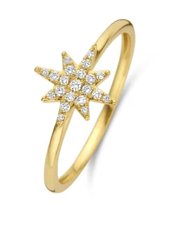 Diamond Point Geelgouden Ringen|Diamanten Ringen<Geelgouden ring, 0.10 ct diamant, Cosmic