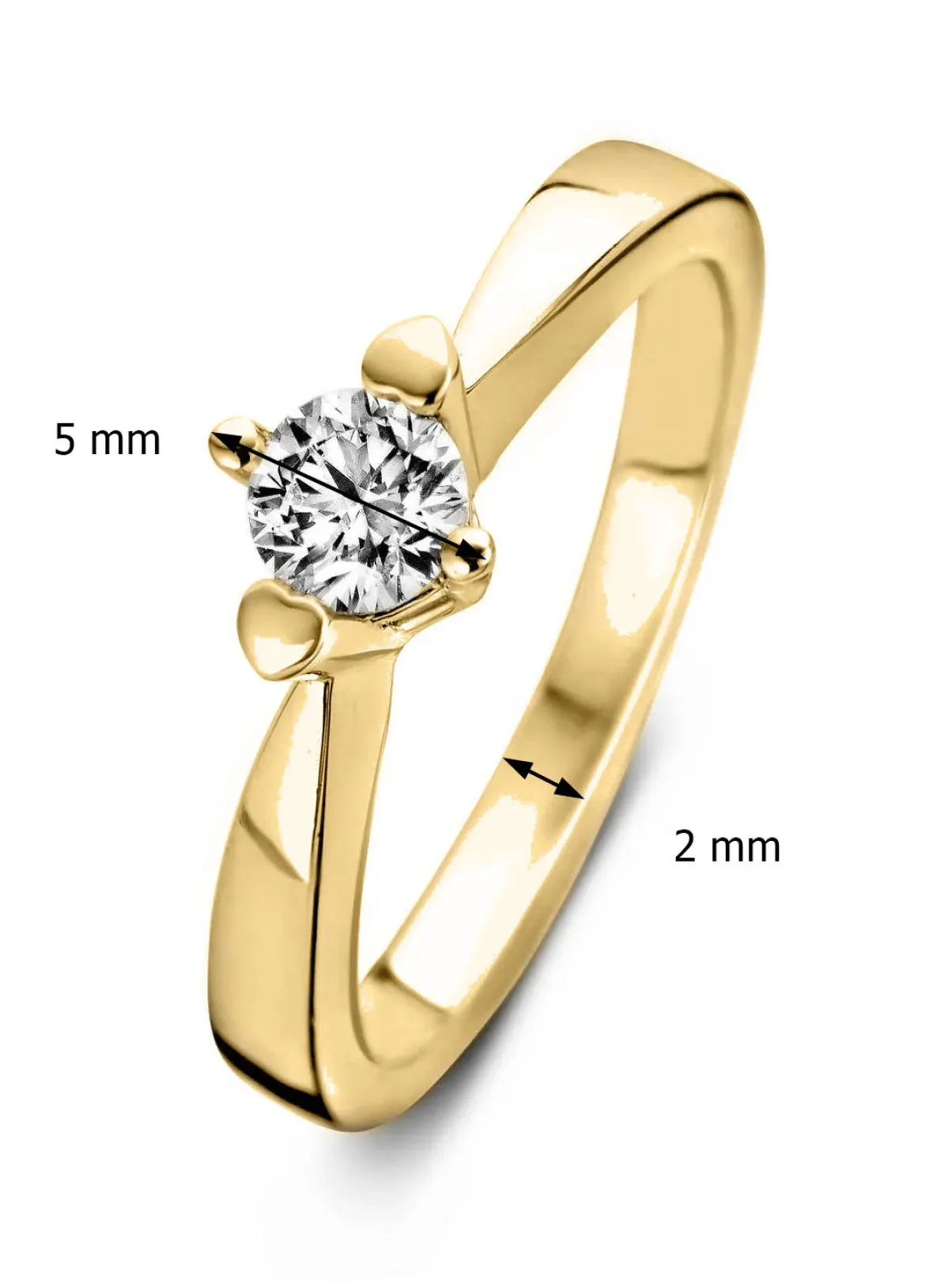Diamond Point Geelgouden Ringen|Diamanten Ringen<Geelgouden ring, 0.16 ct diamant, Hearts & Arrows