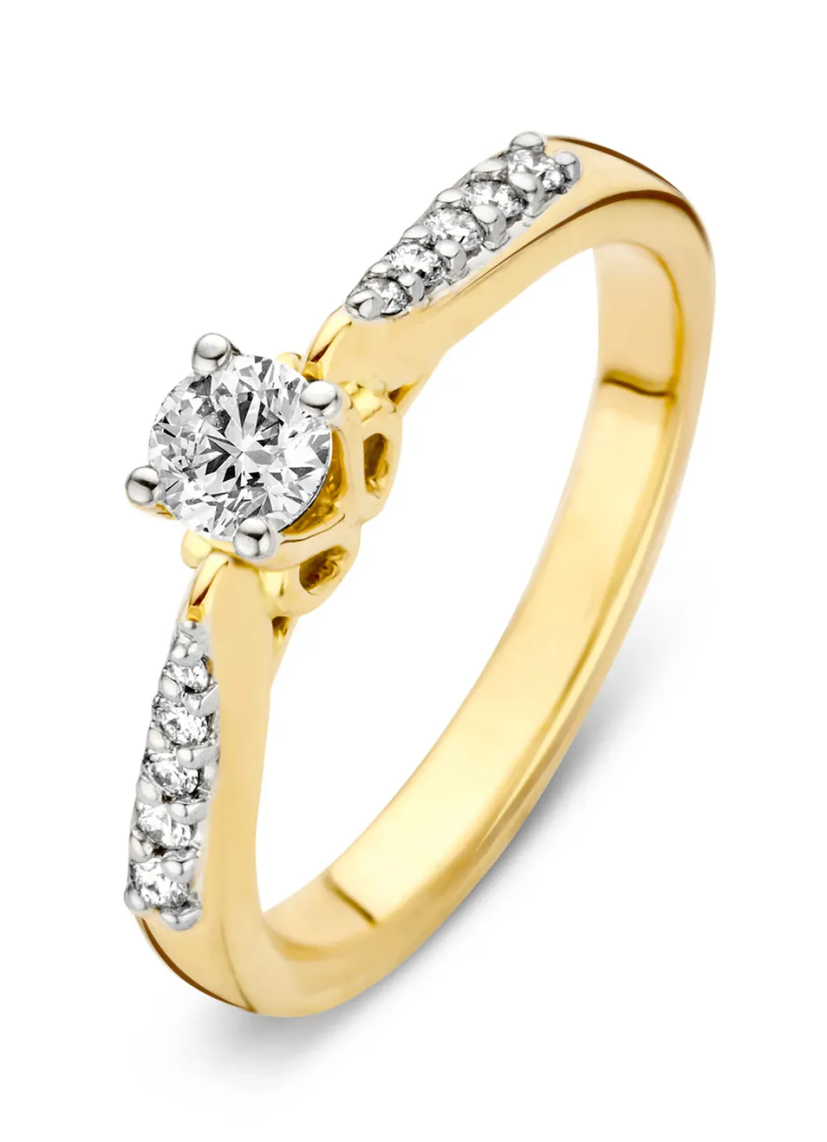 Diamond Point Geelgouden Ringen|Diamanten Ringen<Geelgouden ring, 0.35 ct diamant, Hearts & Arrows