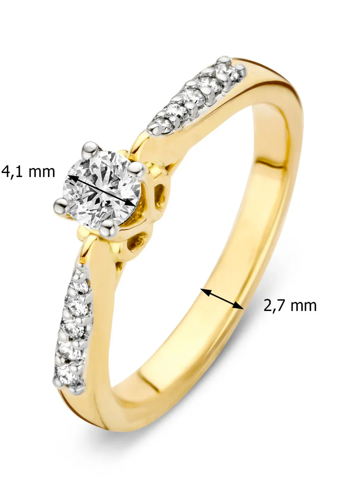 Diamond Point Geelgouden Ringen|Diamanten Ringen<Geelgouden ring, 0.35 ct diamant, Hearts & Arrows