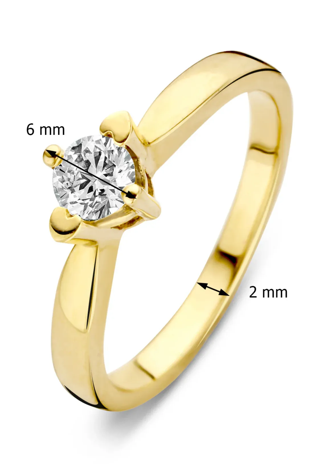 Diamond Point Geelgouden Ringen|Diamanten Ringen<Geelgouden ring, 0.30 ct diamant, Hearts & Arrows