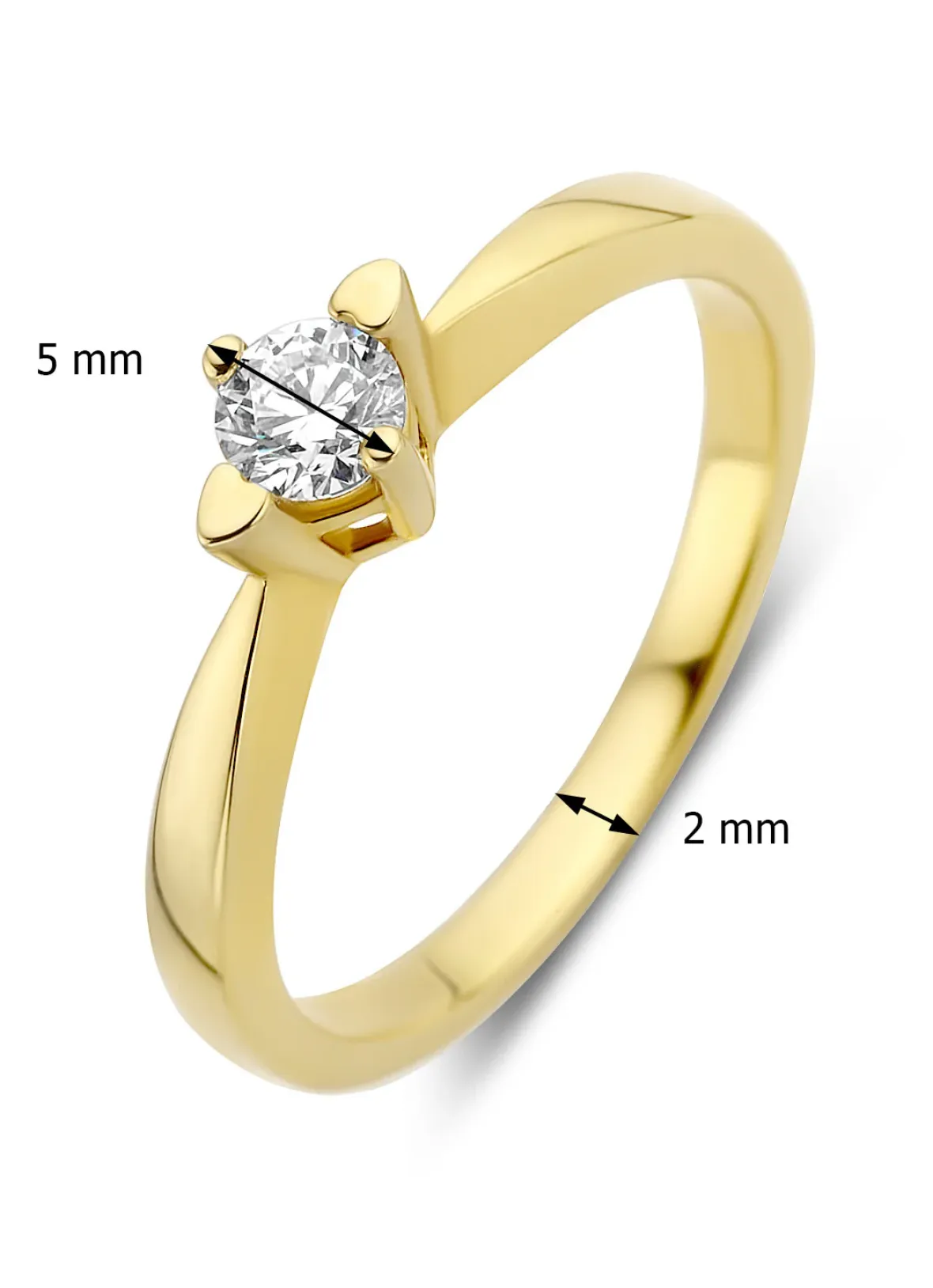 Diamond Point Geelgouden Ringen|Diamanten Ringen<Geelgouden ring, 0.19 ct diamant, Hearts & Arrows