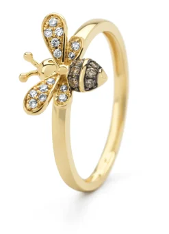 Diamond Point Geelgouden Ringen|Diamanten Ringen<Geelgouden ring, 0.11 ct diamant, Queen Bee