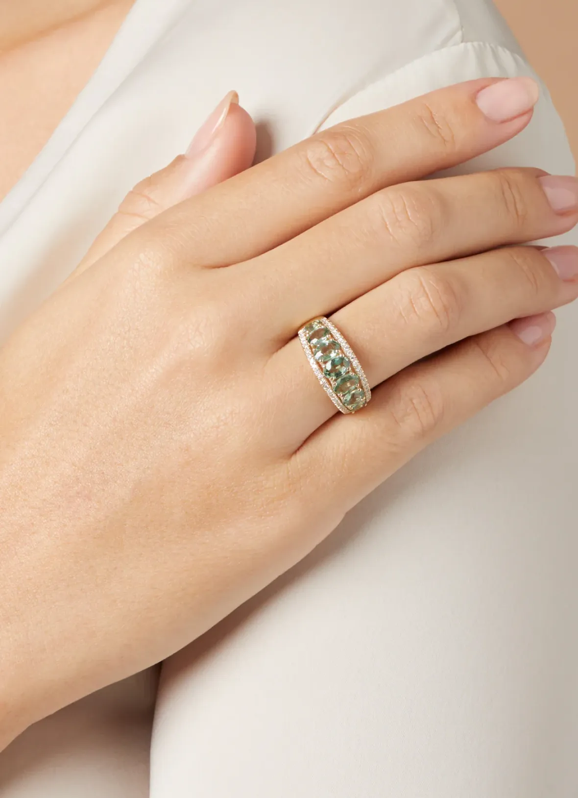Diamond Point Geelgouden Ringen|Ringen Met Kleurstenen<Geelgouden ring, 3.14 ct groene saffier, Eden