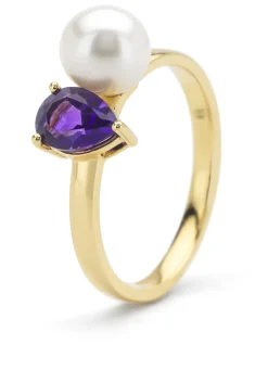 Diamond Point Geelgouden Ringen|Ringen Met Parels<Geelgouden ring, 0.63 ct paarse amethist, Rivièra