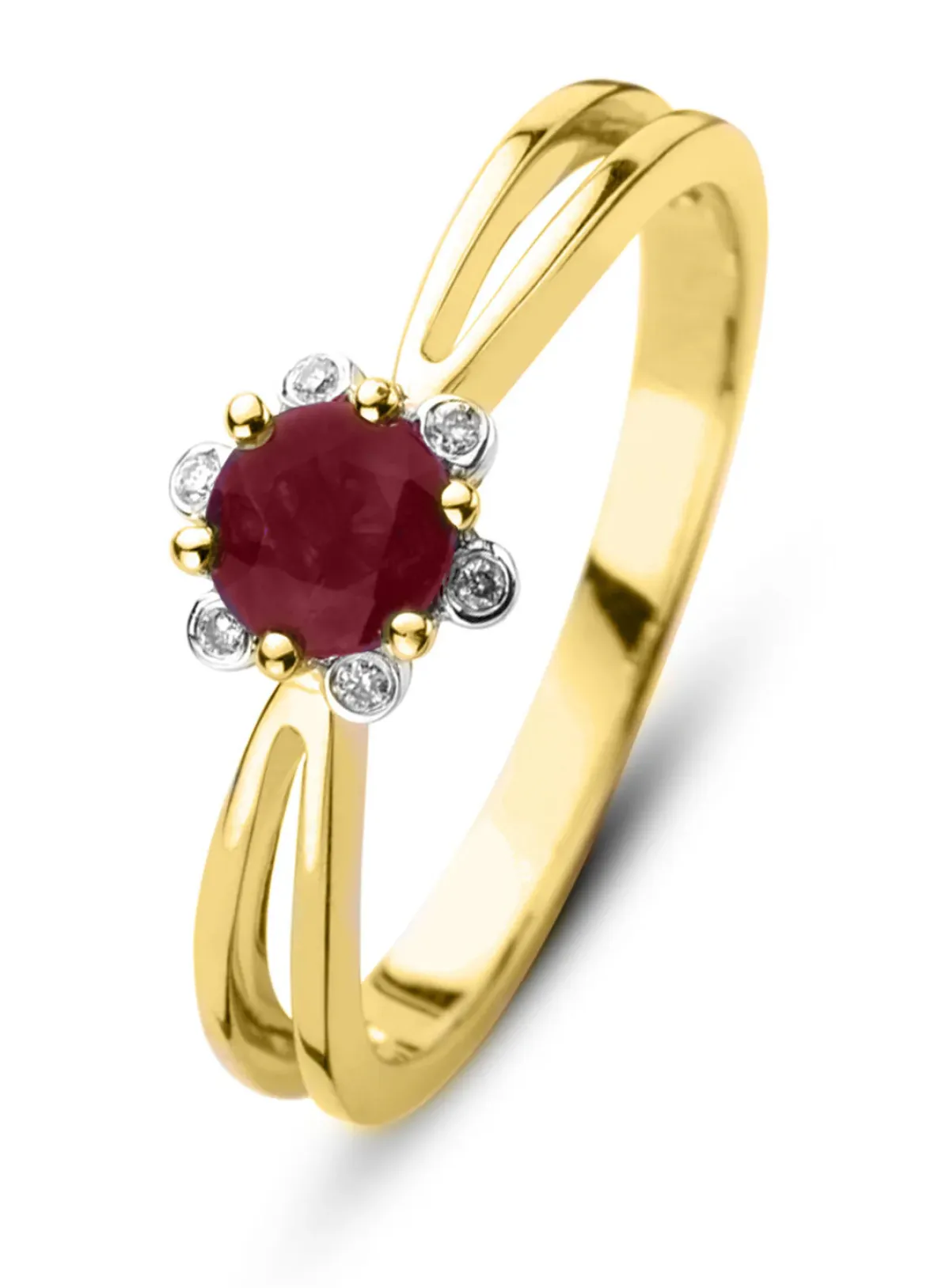 Diamond Point Geelgouden Ringen|Ringen Met Kleurstenen<Geelgouden ring, 0.44 ct robijn, Empress