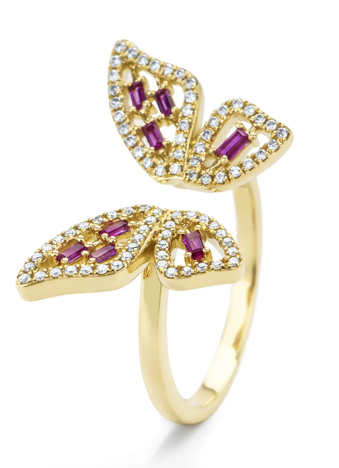 Diamond Point Geelgouden Ringen|Ringen Met Kleurstenen<Geelgouden ring, 0.19 ct roze saffier, Butterfly Kisses