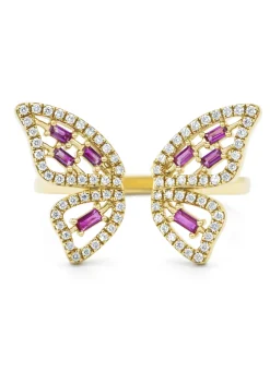 Diamond Point Geelgouden Ringen|Ringen Met Kleurstenen<Geelgouden ring, 0.19 ct roze saffier, Butterfly Kisses