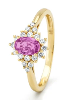 Diamond Point Geelgouden Ringen|Ringen Met Kleurstenen<Geelgouden ring, 0.60 ct roze saffier, Eden