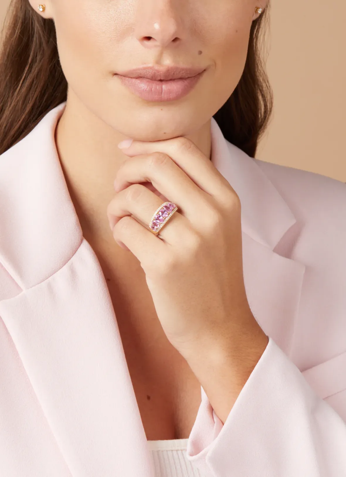 Diamond Point Geelgouden Ringen|Ringen Met Kleurstenen<Geelgouden ring, 3.00 ct roze saffier, Eden