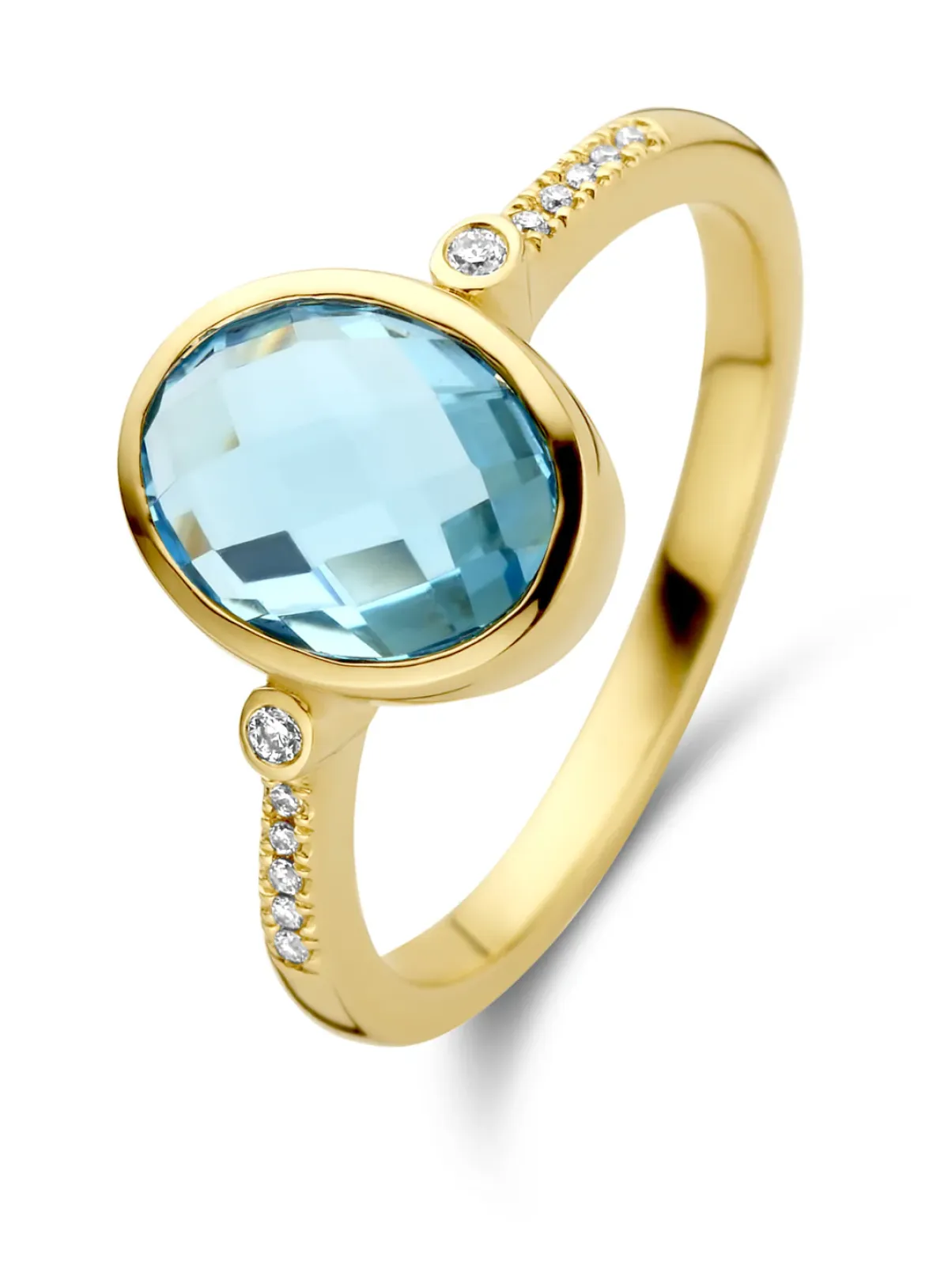 Diamond Point Geelgouden Ringen|Ringen Met Kleurstenen<Geelgouden ring, 2.50 ct swis blue topaas, Philosophy