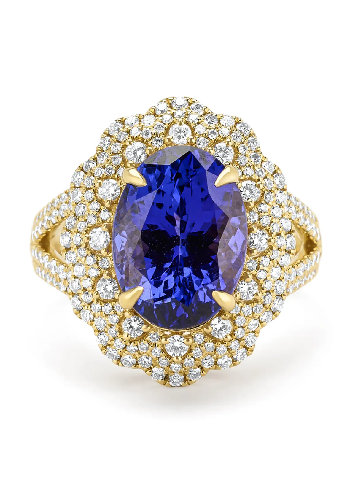 Diamond Point Ringen Met Kleurstenen|Geelgouden Ringen<Geelgouden ring, 6.77 ct tanzaniet, Gallery