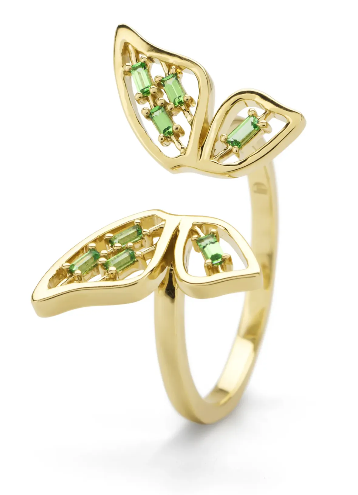 Diamond Point Geelgouden Ringen|Ringen Met Kleurstenen<Geelgouden ring, 0.16 ct tsavoriet, Butterfly Kisses
