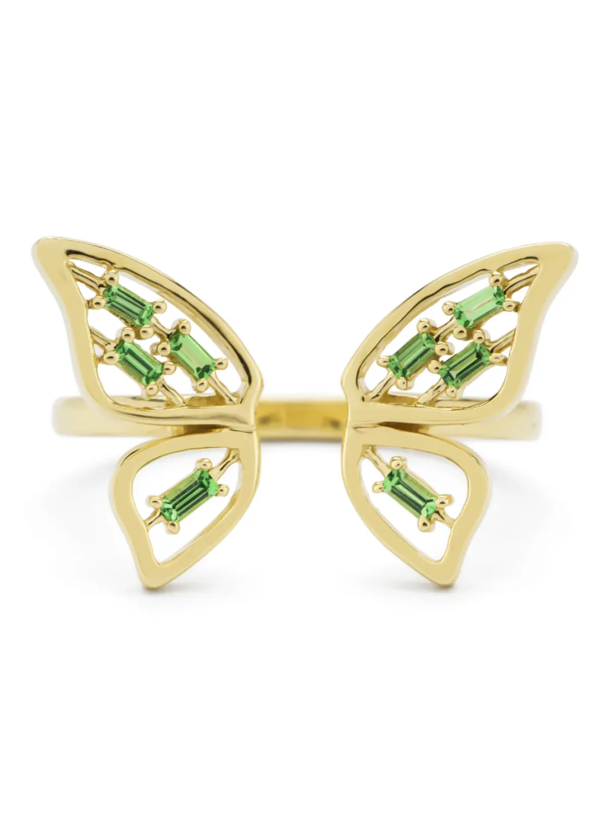 Diamond Point Geelgouden Ringen|Ringen Met Kleurstenen<Geelgouden ring, 0.16 ct tsavoriet, Butterfly Kisses