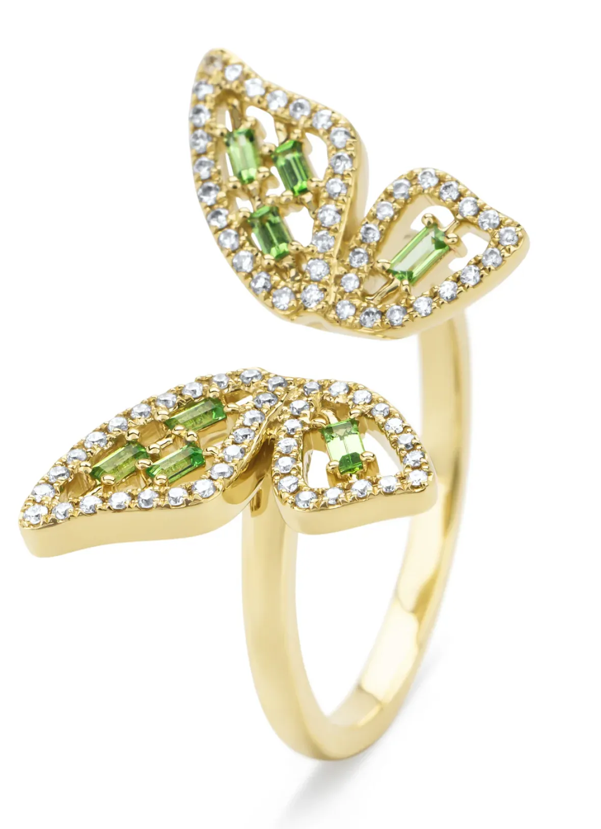 Diamond Point Geelgouden Ringen|Ringen Met Kleurstenen<Geelgouden ring, 0.18 ct tsavoriet, Butterfly Kisses