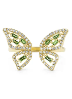 Diamond Point Geelgouden Ringen|Ringen Met Kleurstenen<Geelgouden ring, 0.18 ct tsavoriet, Butterfly Kisses