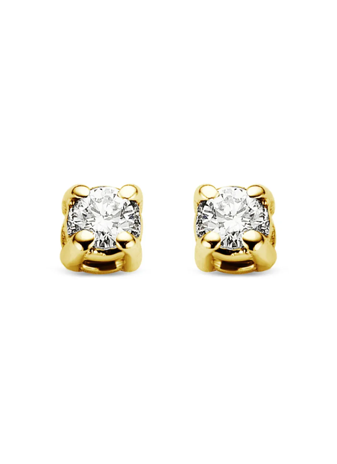 Diamond Point Solitair C|Solitair Classic<Geelgouden solitair oorstekers, 0.04 ct diamant, Groeibriljant