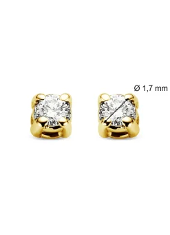Diamond Point Solitair C|Solitair Classic<Geelgouden solitair oorstekers, 0.04 ct diamant, Groeibriljant