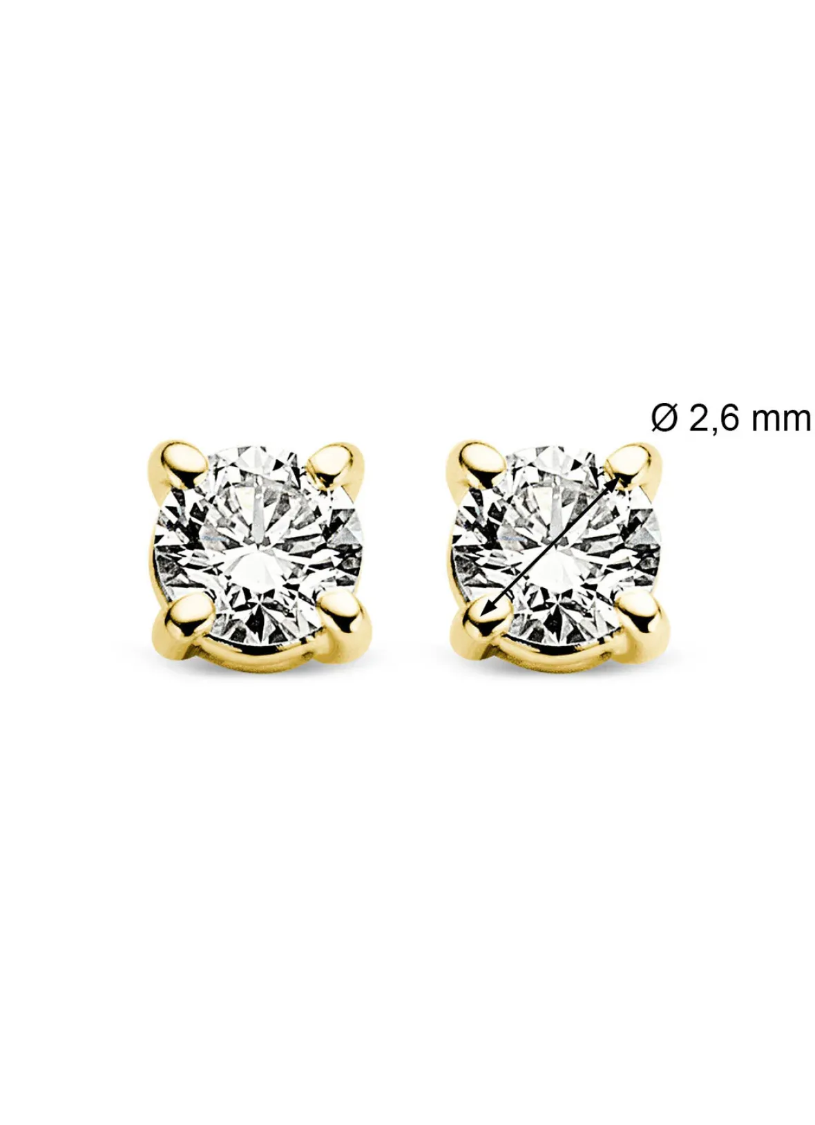 Diamond Point Solitair C|Solitair Classic<Geelgouden solitair oorstekers, 0.12 ct diamant, Groeibriljant