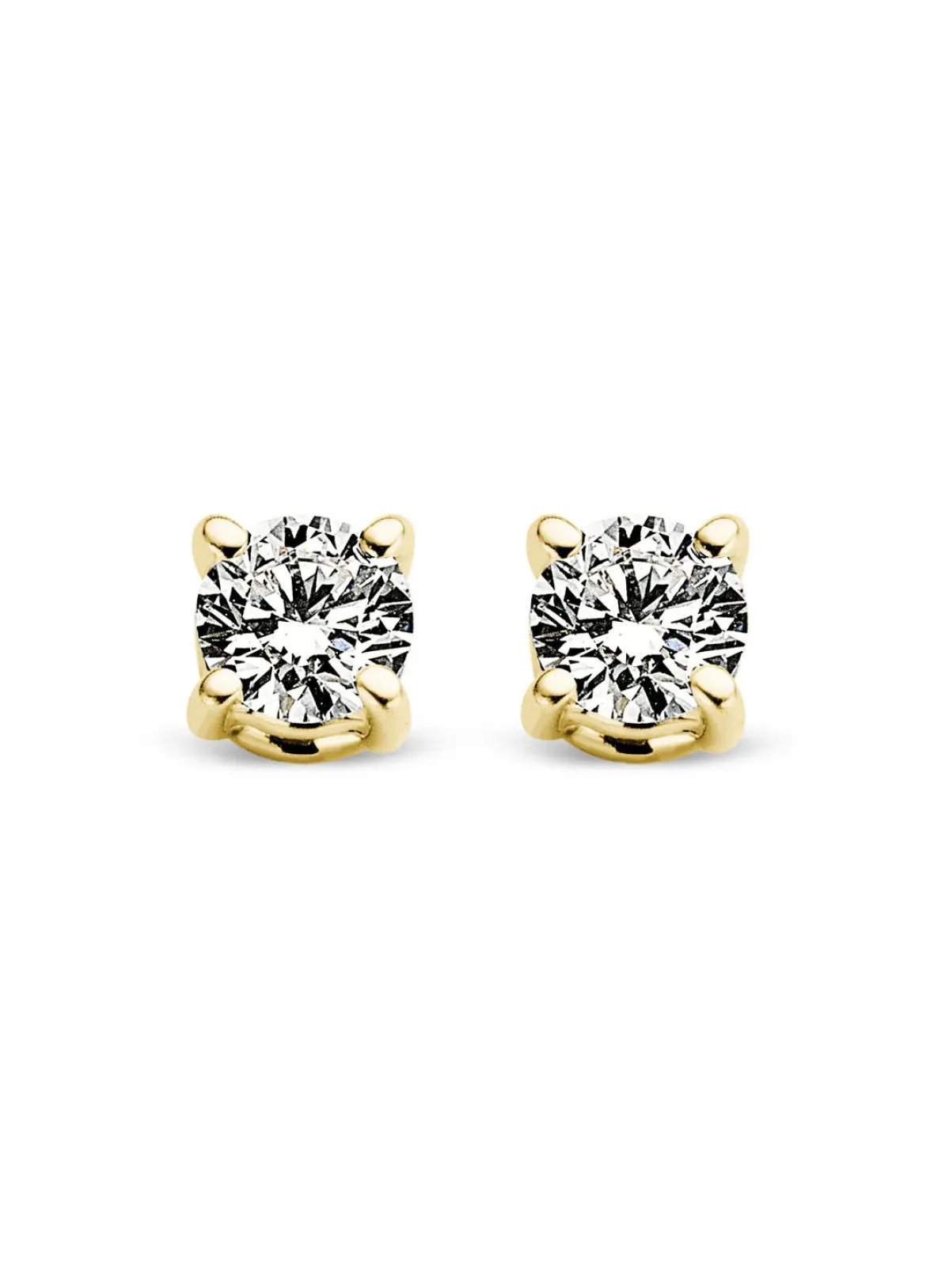 Diamond Point Solitair C|Solitair Classic<Geelgouden solitair oorstekers, 0.14 ct diamant, Groeibriljant
