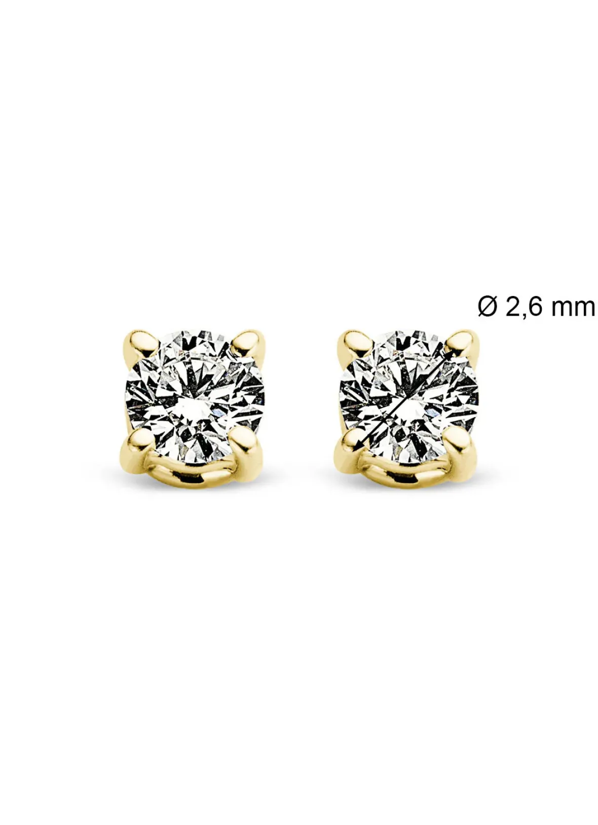 Diamond Point Solitair C|Solitair Classic<Geelgouden solitair oorstekers, 0.14 ct diamant, Groeibriljant