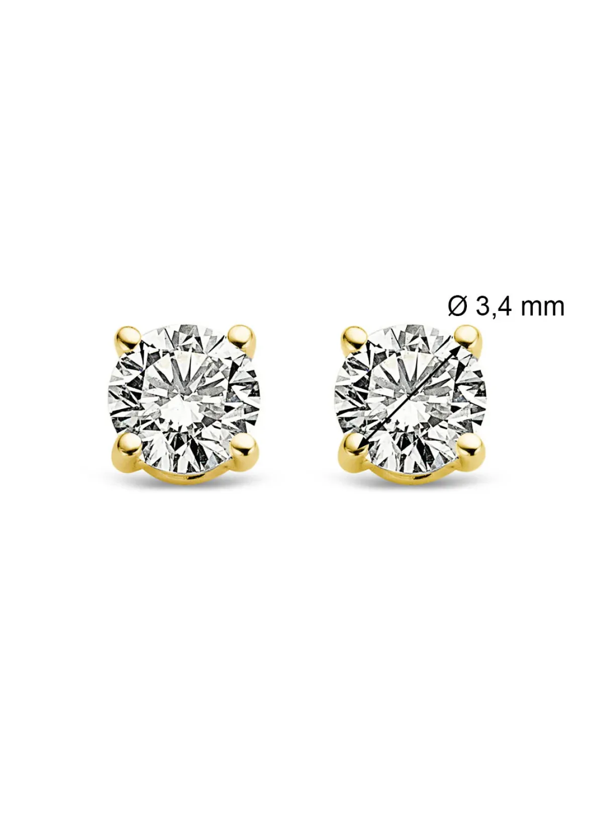 Diamond Point Solitair C|Solitair Classic<Geelgouden solitair oorstekers, 0.28 ct diamant, Groeibriljant