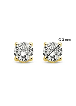 Diamond Point Solitair C|Solitair Classic<Geelgouden solitair oorstekers, 0.22 ct diamant, Groeibriljant