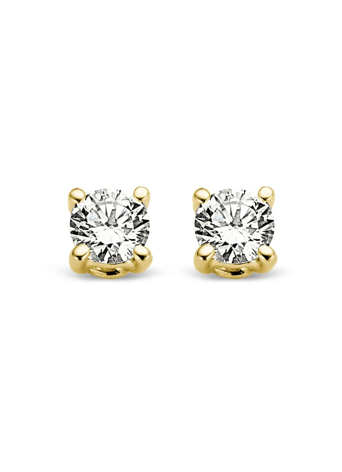 Diamond Point Solitair C|Solitair Classic<Geelgouden solitair oorstekers, 0.06 ct diamant, Groeibriljant