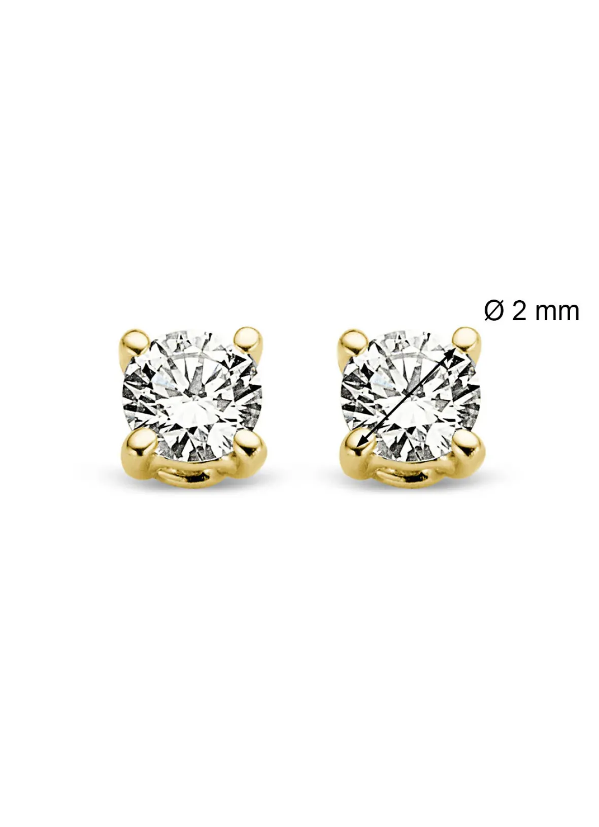 Diamond Point Solitair C|Solitair Classic<Geelgouden solitair oorstekers, 0.06 ct diamant, Groeibriljant