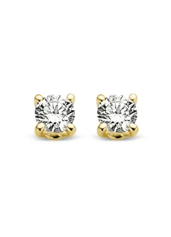 Diamond Point Solitair C|Solitair Classic<Geelgouden solitair oorstekers, 0.10 ct diamant, Groeibriljant