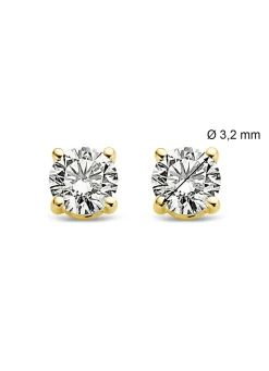 Diamond Point Solitair C|Solitair Classic<Geelgouden solitair oorstekers, 0.24 ct diamant, Groeibriljant