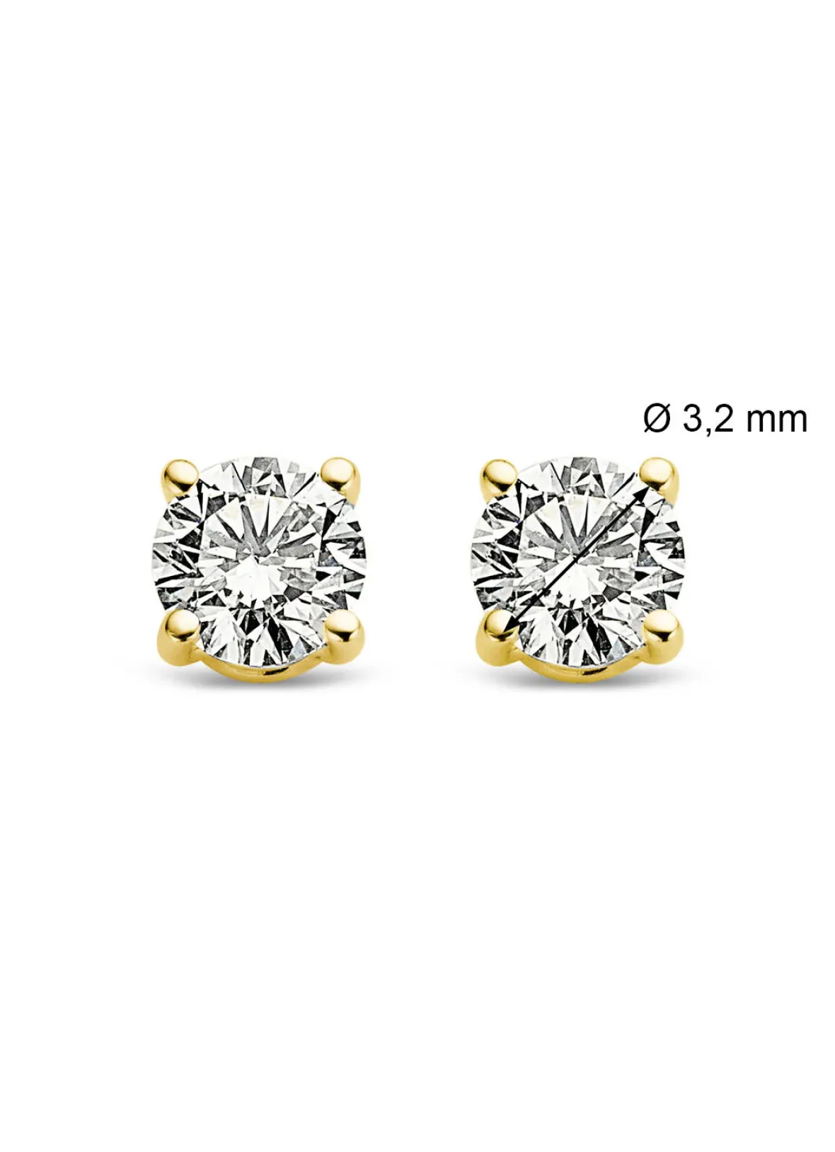 Diamond Point Solitair C|Solitair Classic<Geelgouden solitair oorstekers, 0.24 ct diamant, Groeibriljant