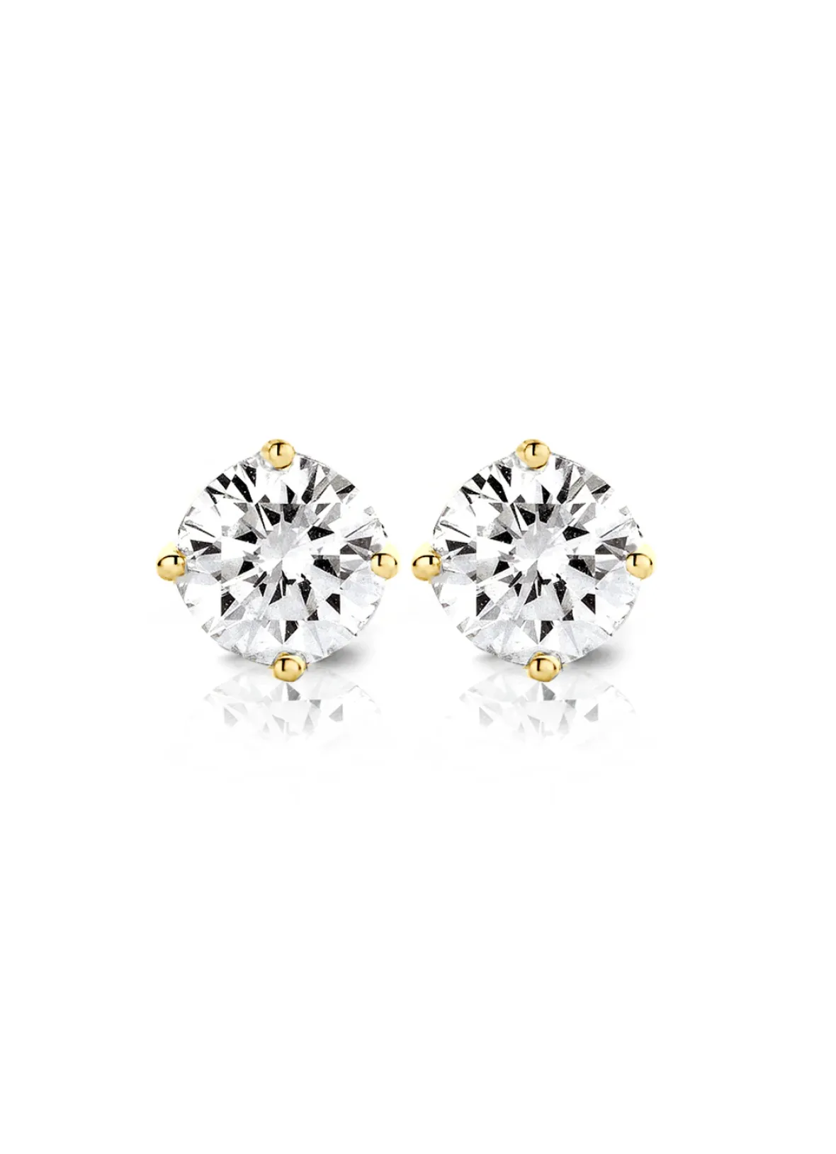 Diamond Point Solitair C|Solitair Classic<Geelgouden solitair oorstekers, 1.00 ct diamant, Groeibriljant