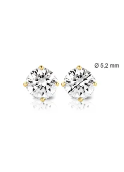 Diamond Point Solitair C|Solitair Classic<Geelgouden solitair oorstekers, 1.00 ct diamant, Groeibriljant