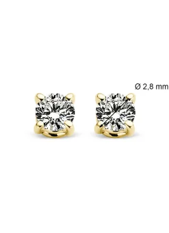 Diamond Point Solitair C|Solitair Classic<Geelgouden solitair oorstekers, 0.16 ct diamant, Groeibriljant