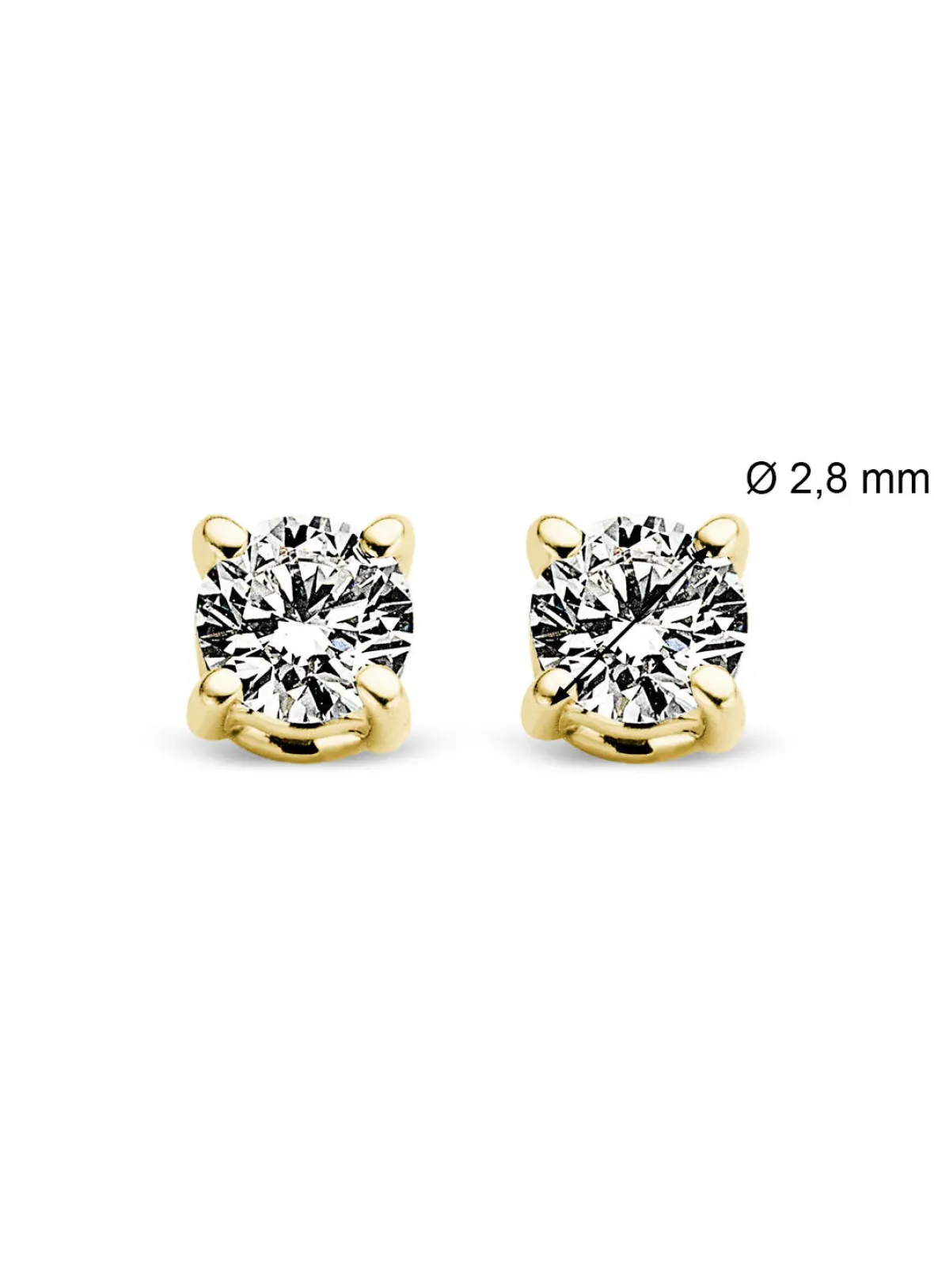 Diamond Point Solitair C|Solitair Classic<Geelgouden solitair oorstekers, 0.16 ct diamant, Groeibriljant