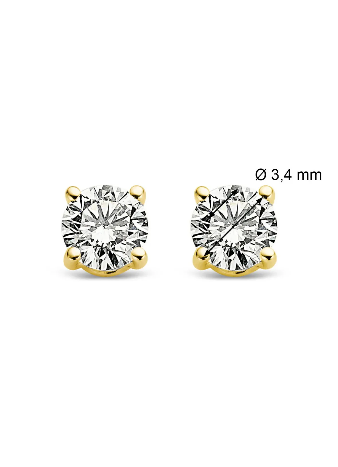 Diamond Point Solitair C|Solitair Classic<Geelgouden solitair oorstekers, 0.30 ct diamant, Groeibriljant