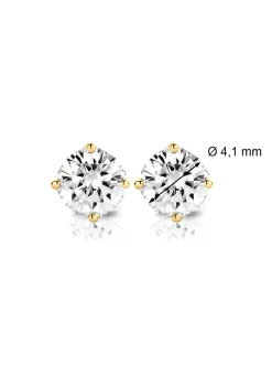 Diamond Point Solitair C|Solitair Classic<Geelgouden solitair oorstekers, 0.50 ct diamant, Groeibriljant