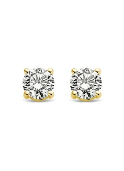Diamond Point Solitair C|Solitair Classic<Geelgouden solitair oorstekers, 0.32 ct diamant, Groeibriljant