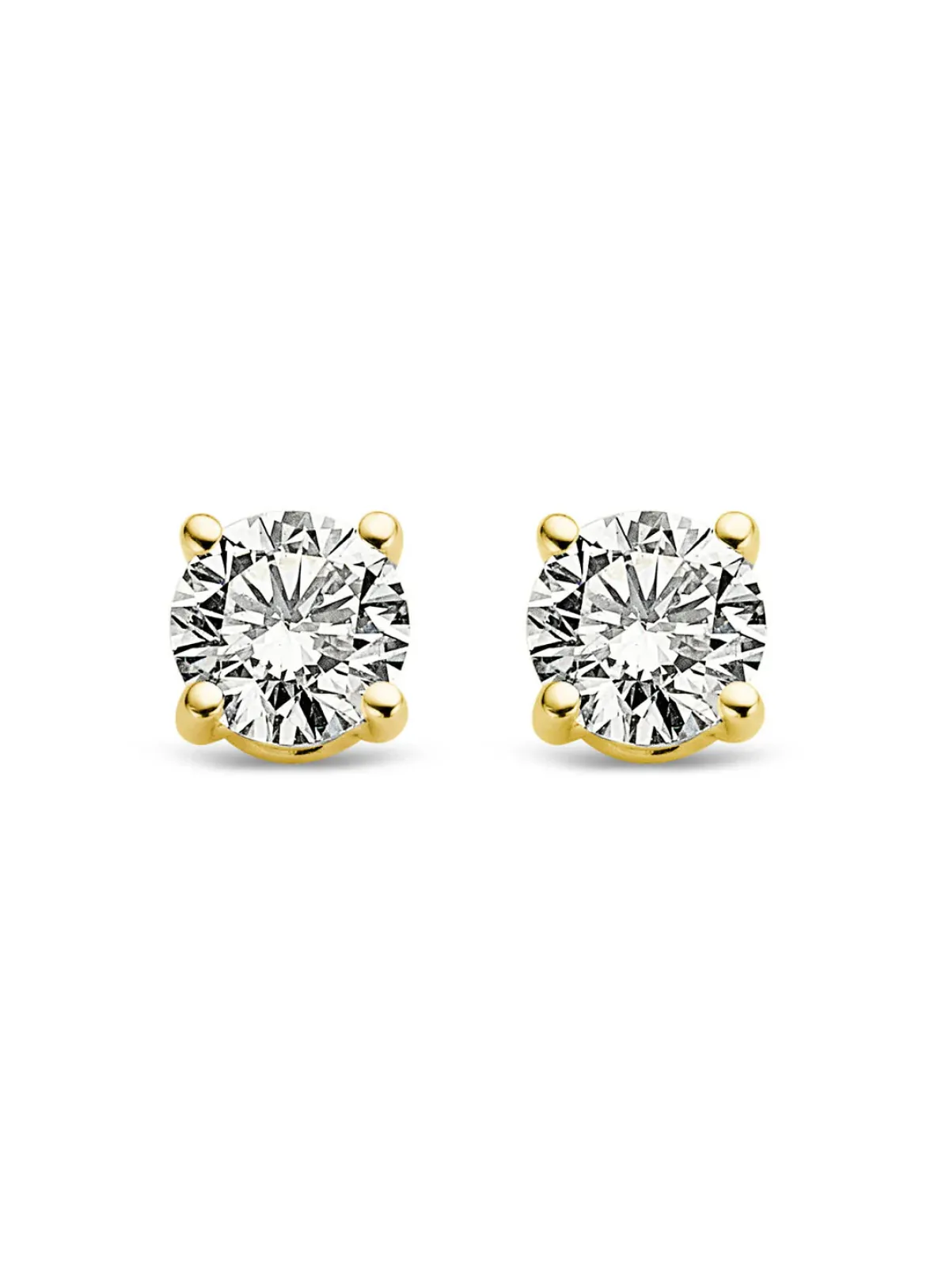 Diamond Point Solitair C|Solitair Classic<Geelgouden solitair oorstekers, 0.32 ct diamant, Groeibriljant